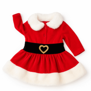 red velvet baby Christmas dress with fur trim